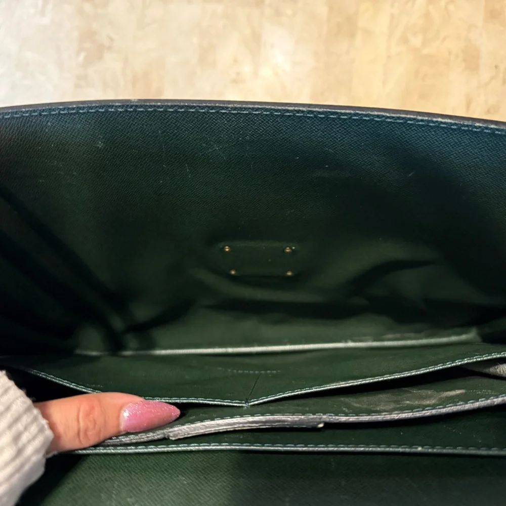 Rare vintage Louis Vuitton Green Taiga Leather Briefcase